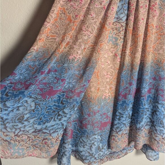 DVF Diane Von Furstenberg Silk Multi Floral Ombre Flutter Sleeve Mini Dress 6 - Picture 8 of 9